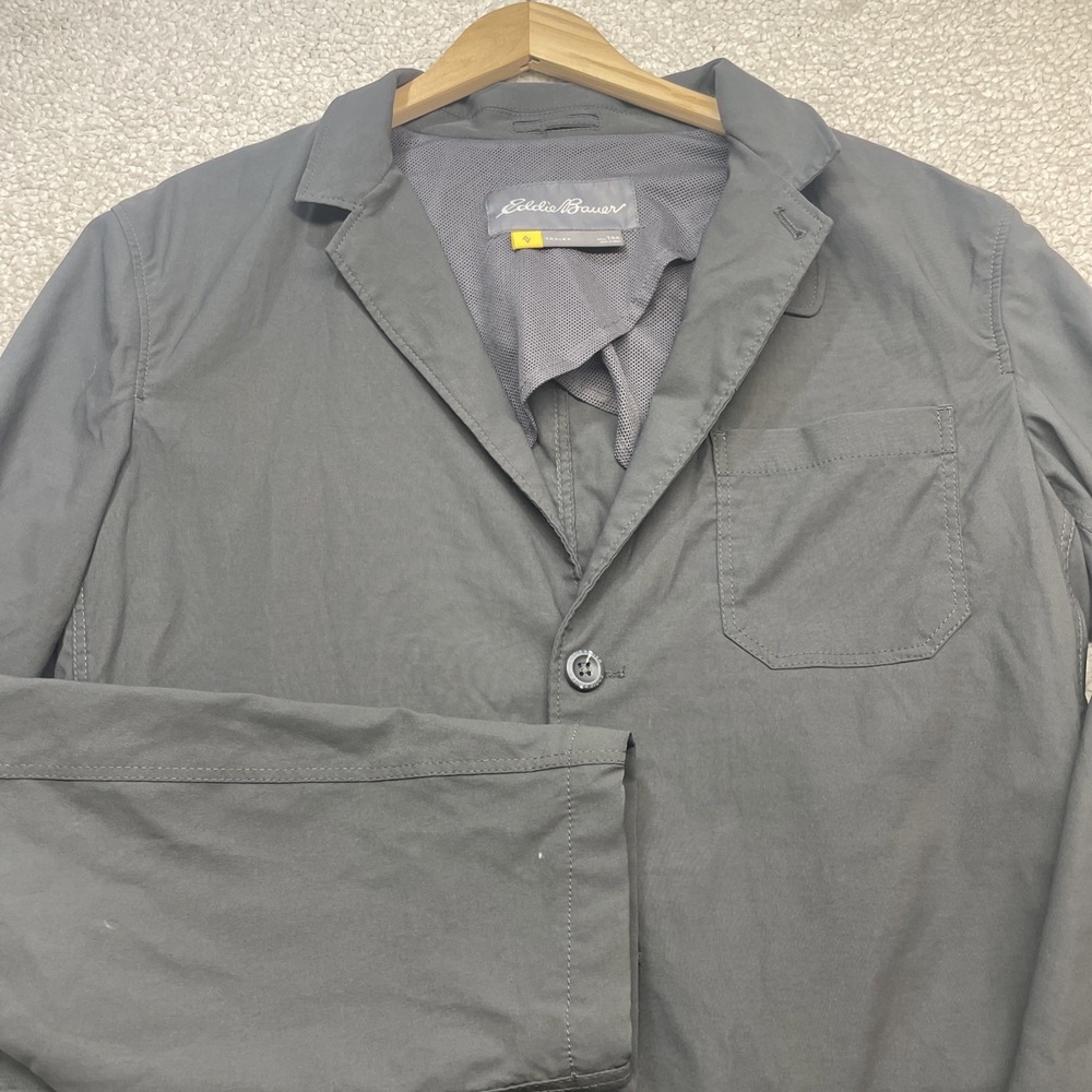 Eddie Bauer Blazer Mens T44 Gray Travex Voyager Travel Jacket Lightweight Tech